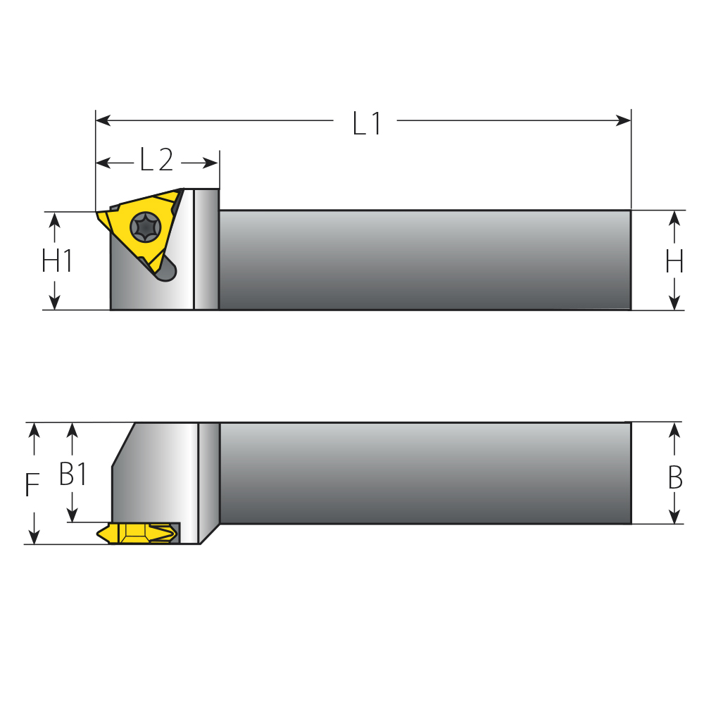 Thread Turning V Style Holders EX LH 32 (mm)x32 (mm) Shank Insert